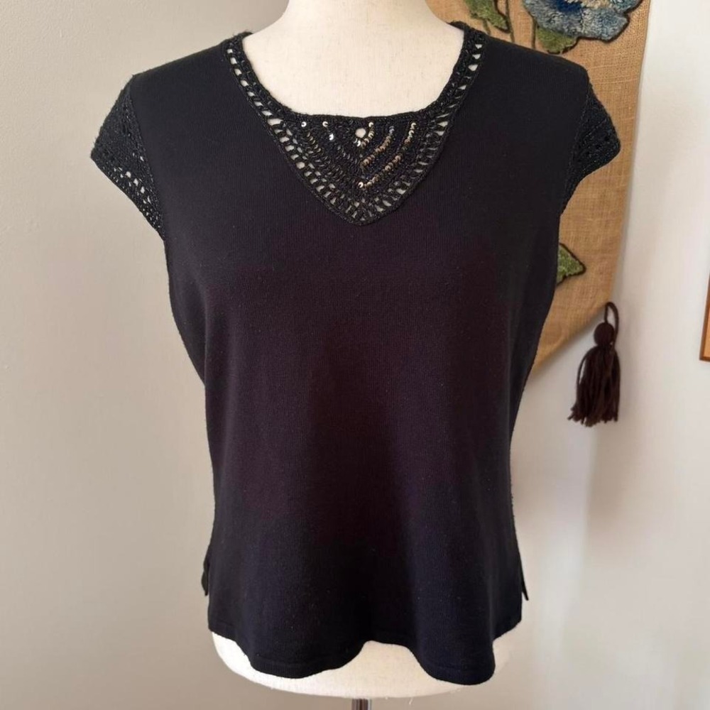 Sequin Crochet Knit Shirt